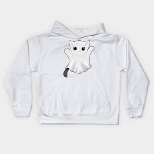 Black cat in a Ghost costume Kids Hoodie